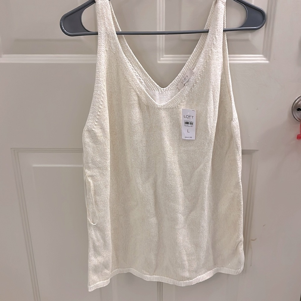 Loft new with tags sparkle white sweater size L